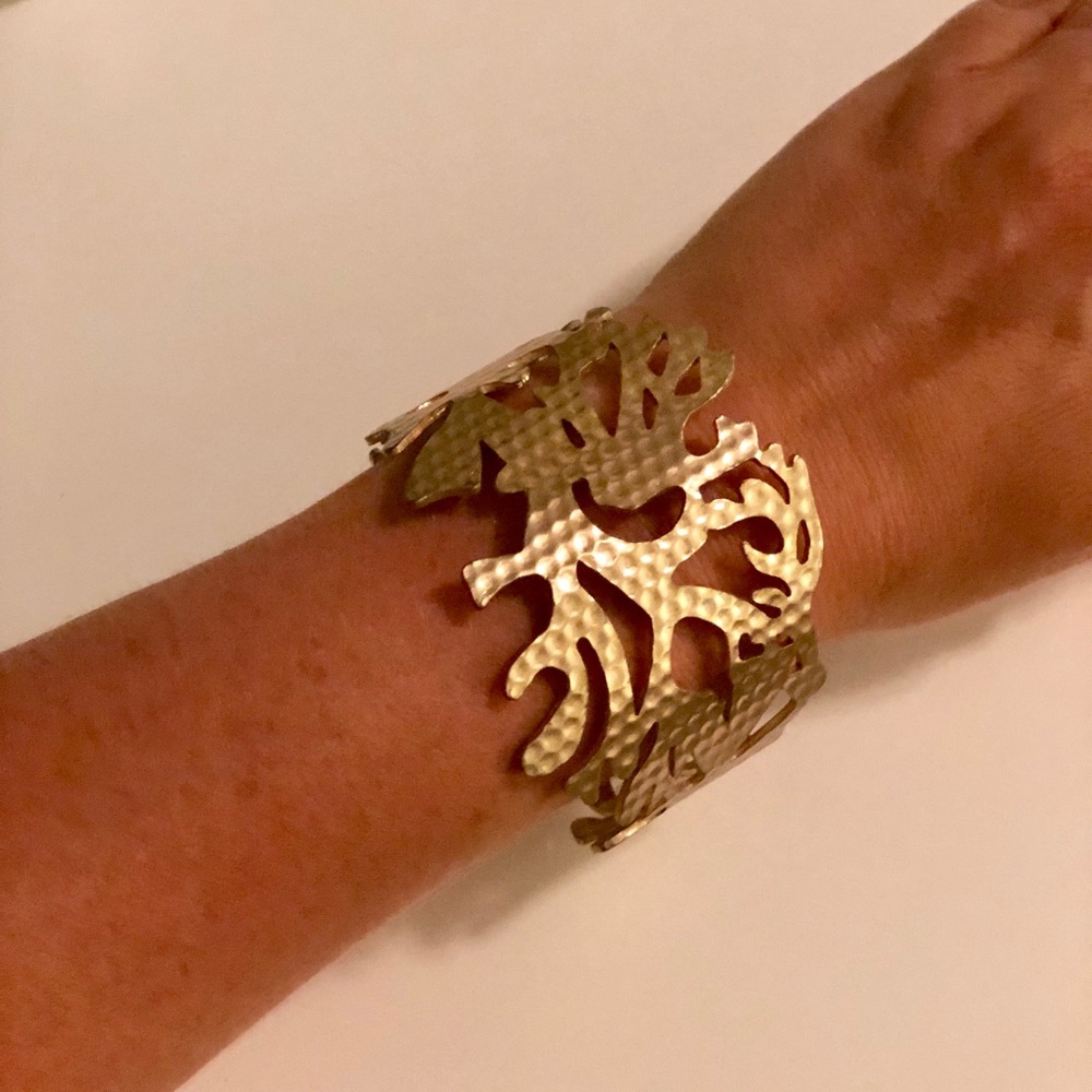 Hammered Gold Coral Wrist Cuff